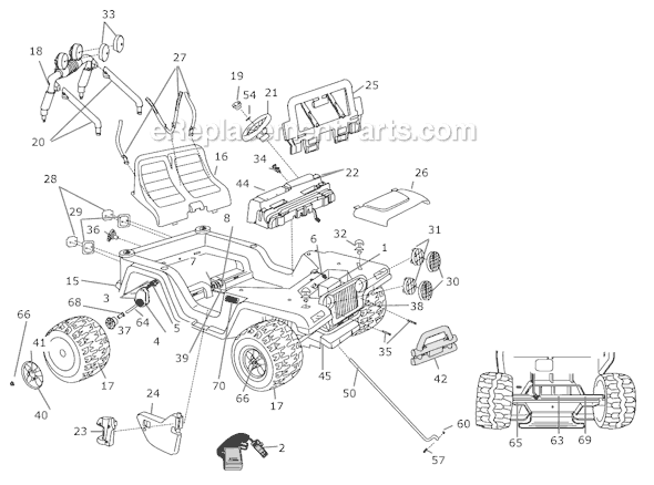 Page A Diagram and Parts List for H4805  Power Wheels Ride-On Cars